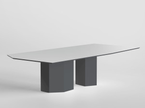 Прямоугольный стол из дерева и зеркального стекла