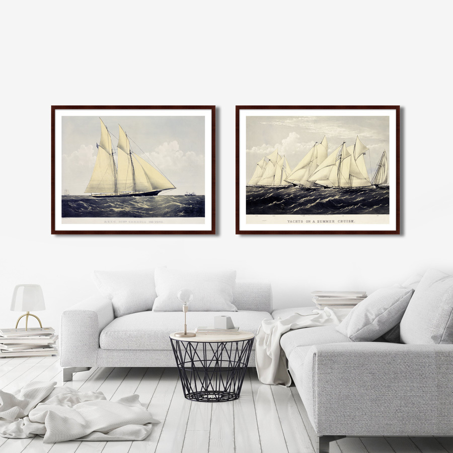 Картина в раме 130х102 см Yachts on a summer cruise, 1871г. КАРТИНЫ В КВАРТИРУ  264202 Бежевый;синий;разноцветный  - Вид №4