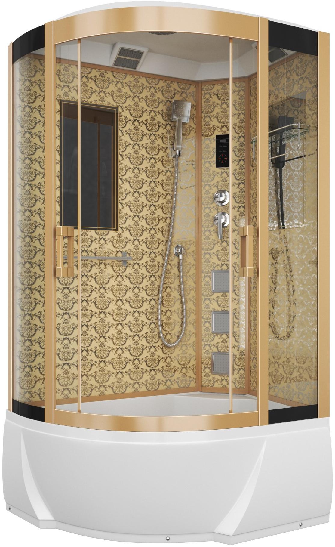 Душевая кабина NG-7712GR (800x1200х2150) высокий поддон стенки ЗОЛОТО Niagara Luxe