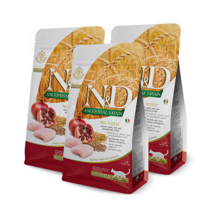 ПР0050210*3 Корм для кошек N&D Ancestral Grain Line для кастрированных курица с гранатом сух. 1,5кг (упаковка - 3 шт) Farmina