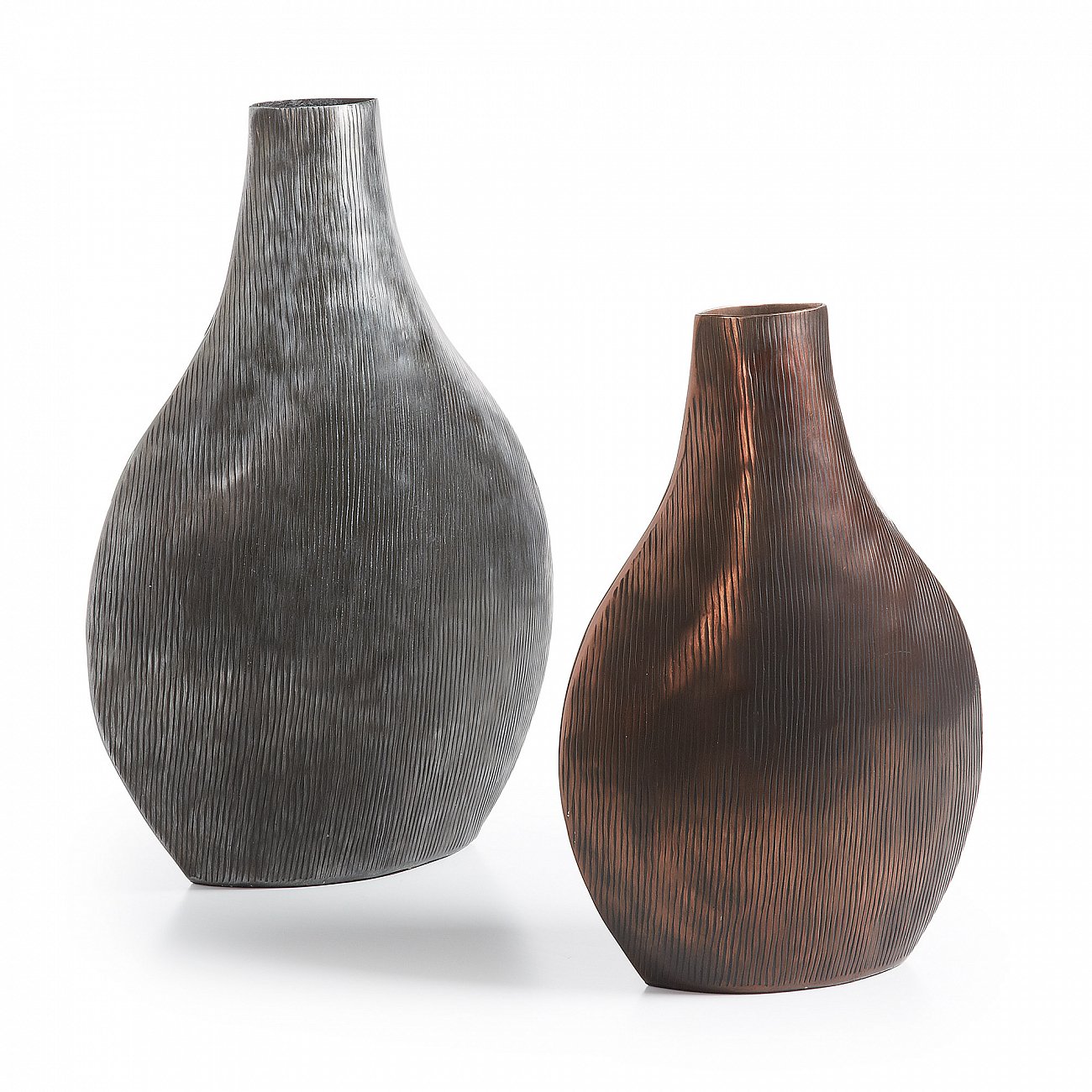 Ваза металлическая медь и графит Bagnor от La Forma, 2 штуки LA FORMA ДИЗАЙНЕРСКИЕ 343115 Медь;серый  - Вид №1