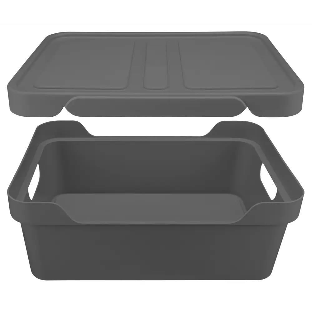 БЫТПЛАСТ Ящик Luxe с крышкой-полкой 12 л, серый 82905604 STLM-0037754 - Вид №1