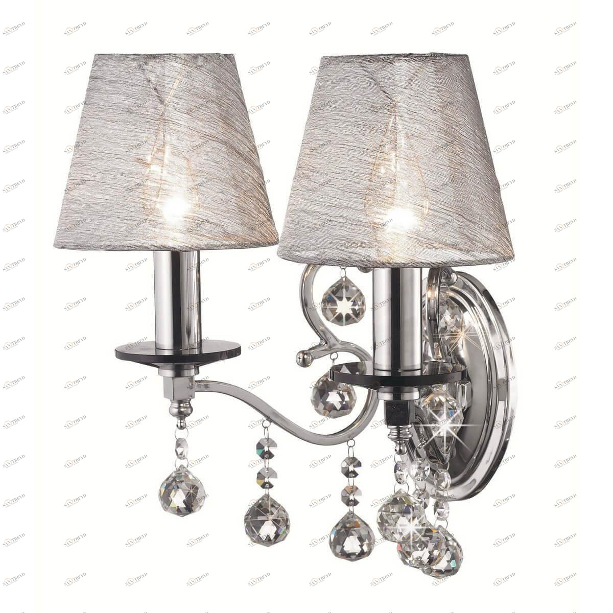 Бра с абажуром на 2 лампы серые Grensholm 102441 MARKSLOJD GRENSHOLM 00-3930980 Серебро;серый 