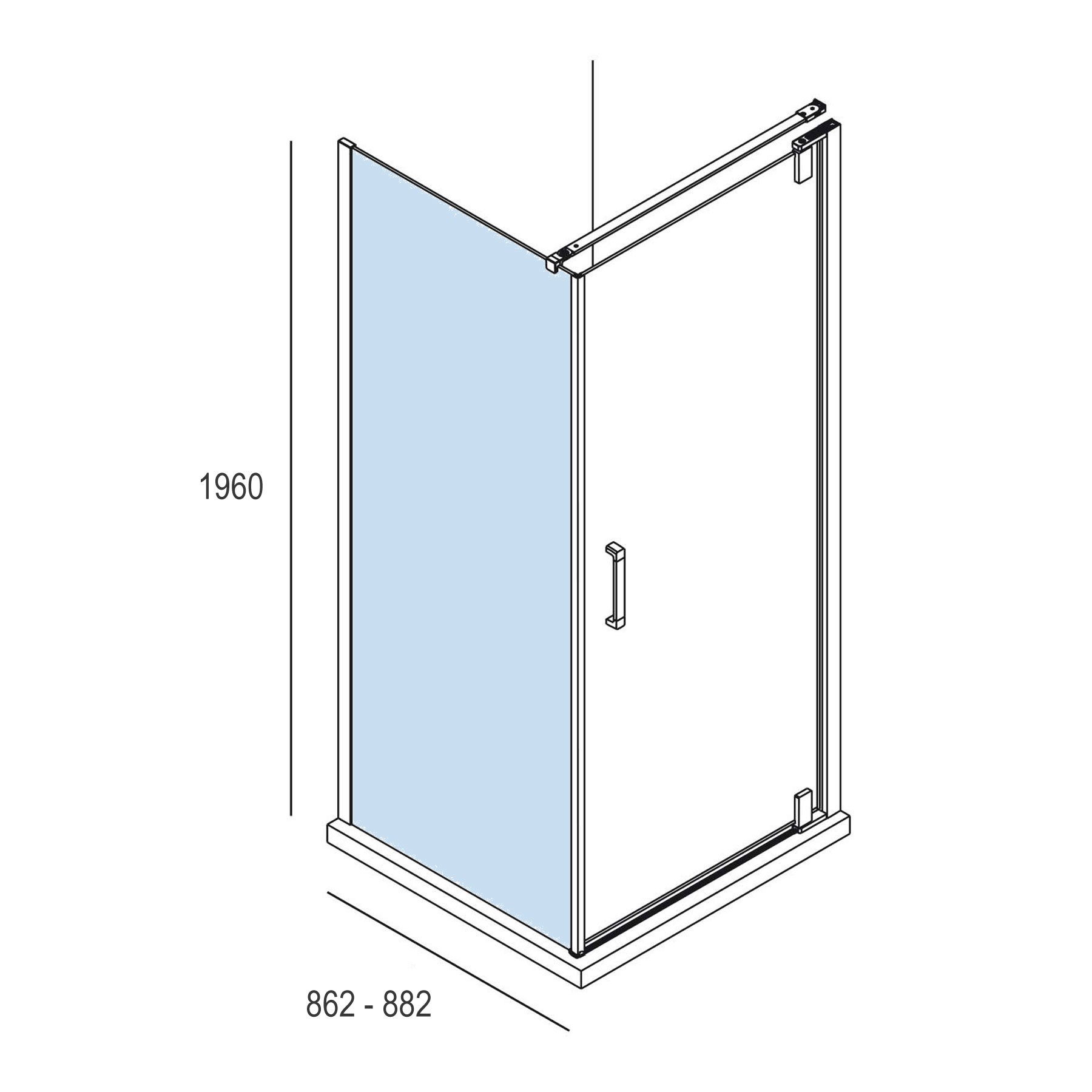 26746 SALGAR Душевая перегородка МАЛЬМО фиксированная боковая Прозрачная 862 - 882 x 1950 мм Malmö - Вид №1