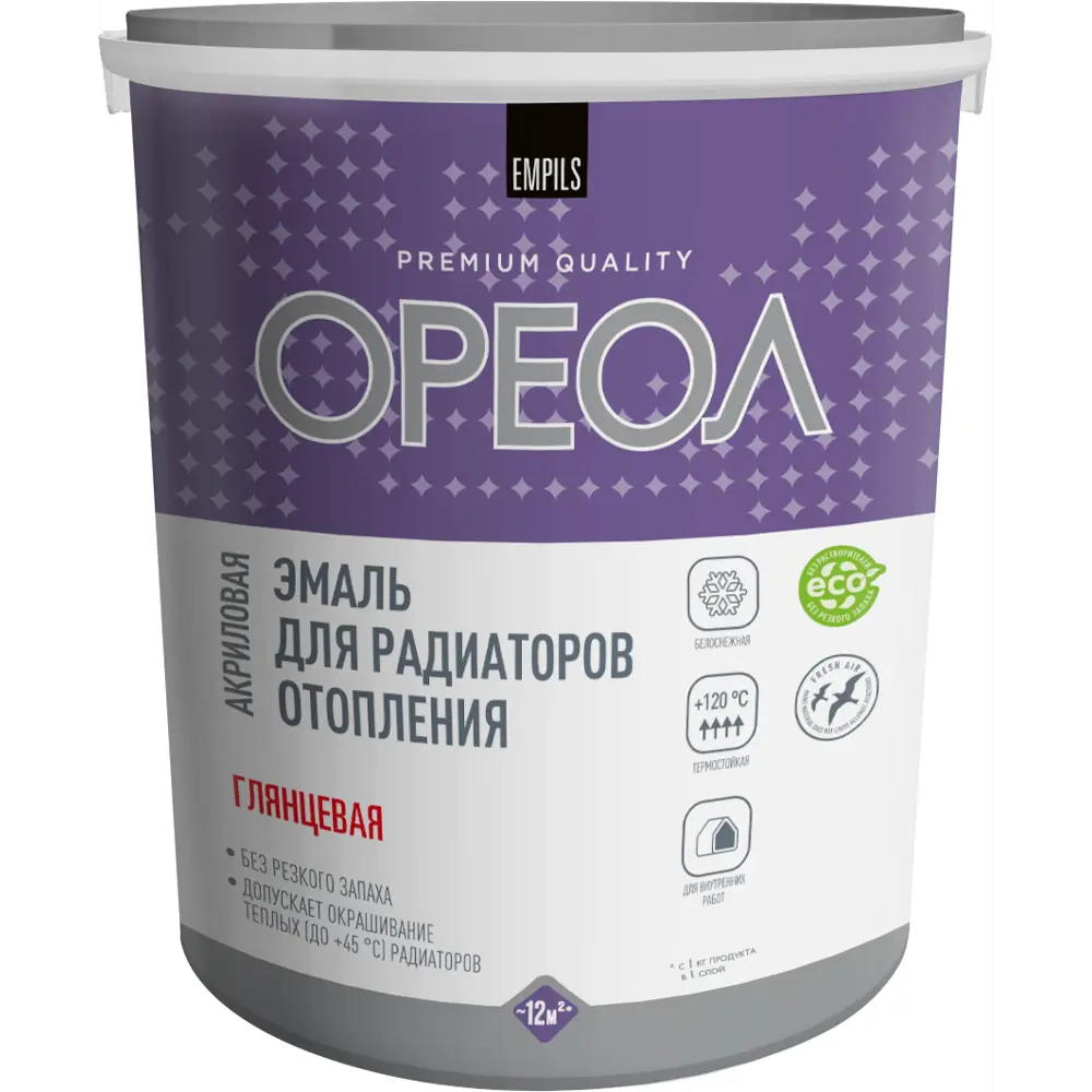 Эмаль алкидная ОРЕОЛ для радиаторов белая глянцевая 3 кг 89376148 STLM-0857730