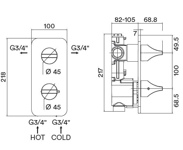 Встраиваемый термостатический смеситель для душа с пластиной Bossini Apex ARCH-00033320 - Вид №2