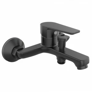 Orange Loop M26-100B однозахватный ванно/душевой смеситель с душевыми аксесуарами (шланг, лейка, держатель). Цвет: чёрный прозрачный