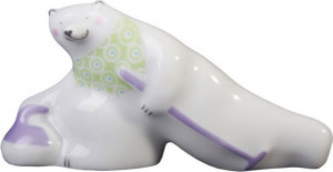 10559091 Императорский фарфоровый завод Скульптура "Медведь-керлингист" Фарфор твердый