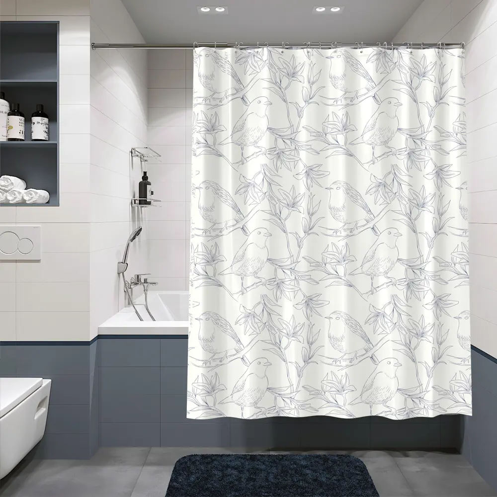 Lemer Bird - Дизайнерская штора для ванной с птичьим принтом 180x200 см 86881065 STLM-0072293 - Вид №3