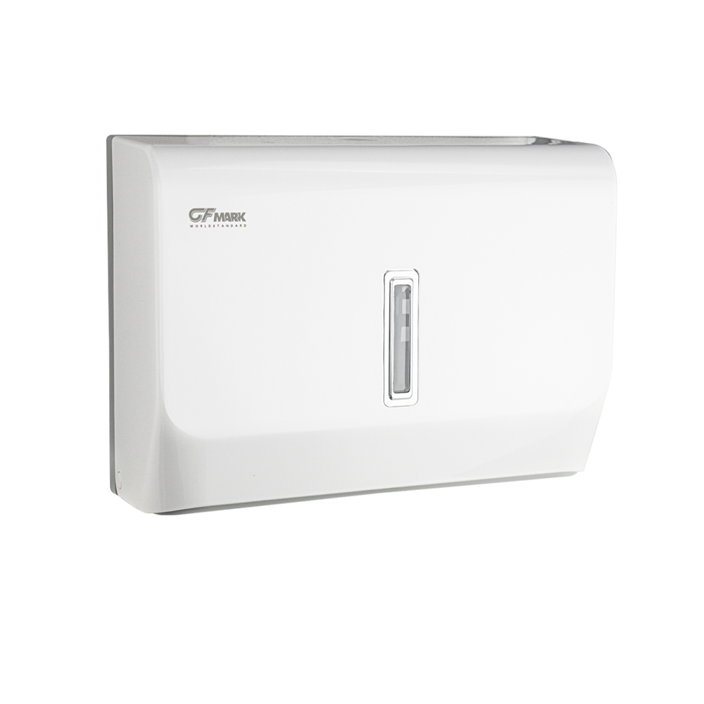 GFmark - Диспенсер для бумажного полотенца, с ключом, БЕЛЫЙ, с ГЛАЗКОМ, пластиковый, прямой. Под Z и V салфетки., код: 921 