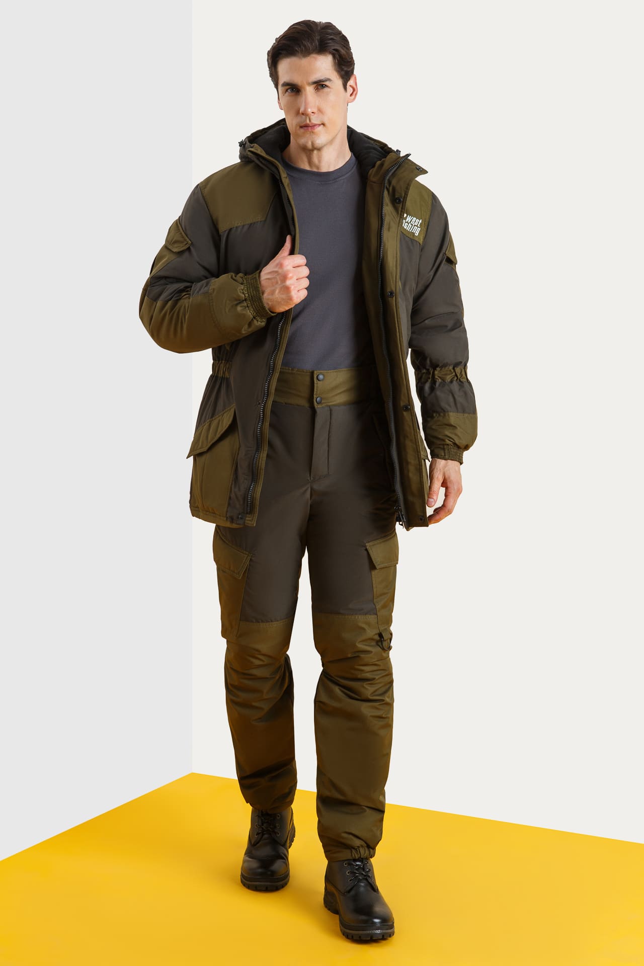 63943 Костюм  зимний хаки West Fishing  Зимняя спецодежда Santreyd  - Вид №7