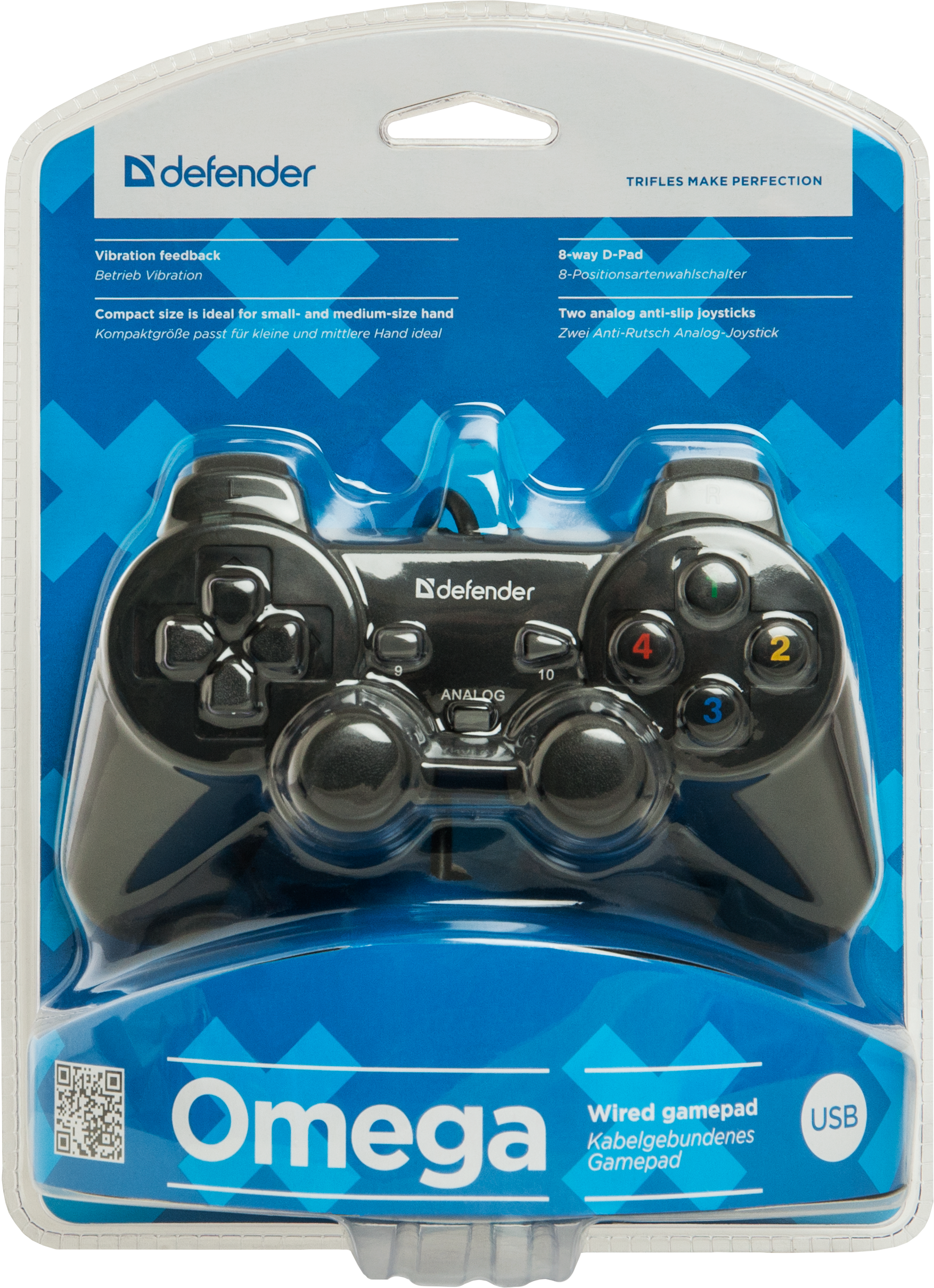 64247 проводной геймпад omega usb, 12 кнопок, 2 стика Defender Santreyd  - Вид №2