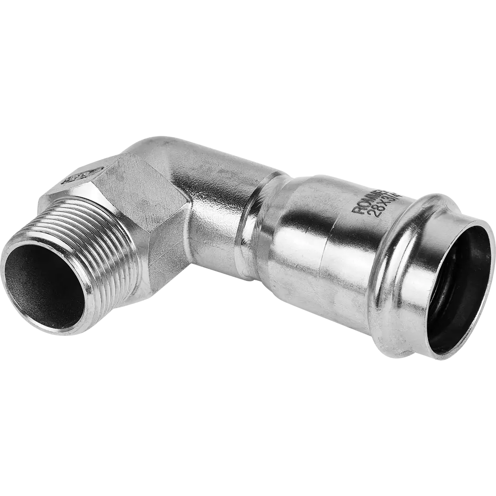 Угол переходной Rommer 3/4"x28 мм ВПр-НР нержавеющая сталь STLM-2059261 - Вид №1