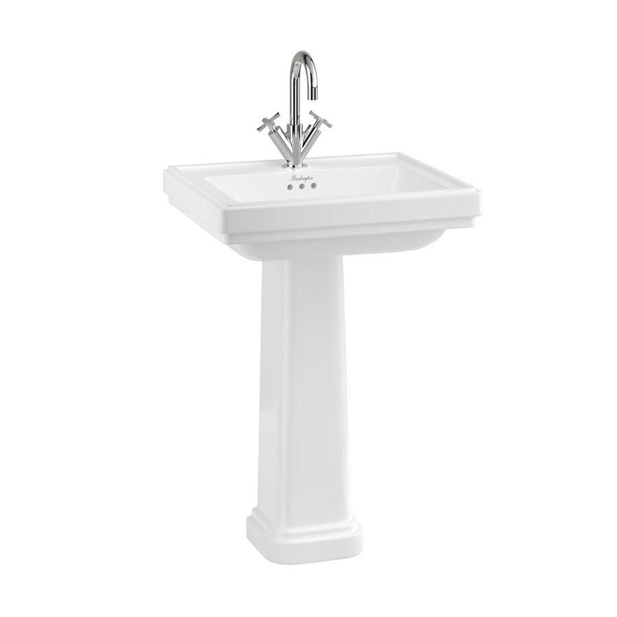 Burlington Riviera Квадратная чаша Riviera 580 мм с пьедесталом Riviera Full с 3 отверстиями под смеситель RIV1 3TH - RIV6  - Вид №1