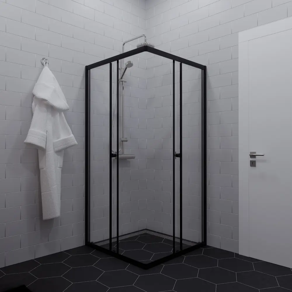 ТРИТОН Cube - душевой уголок квадратный 90×90 см с черным профилем 89436763 STLM-1570820