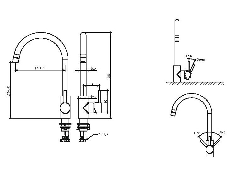 Смеситель для кухни SLIM F7332366CP-RUS bravat - Вид №1