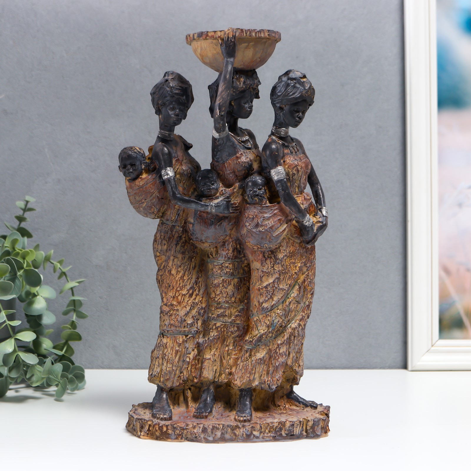 90469057 Подсвечник "Три африканские девушки с детьми" 34х17 см STLM-0239049 SIMALAND