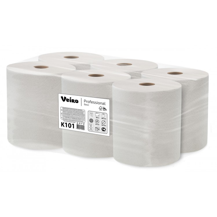К101 Veiro Бумажные полотенца в рулонах Veiro Professional Basic К101 H1 6 рулонов по 180 м  - Вид №1