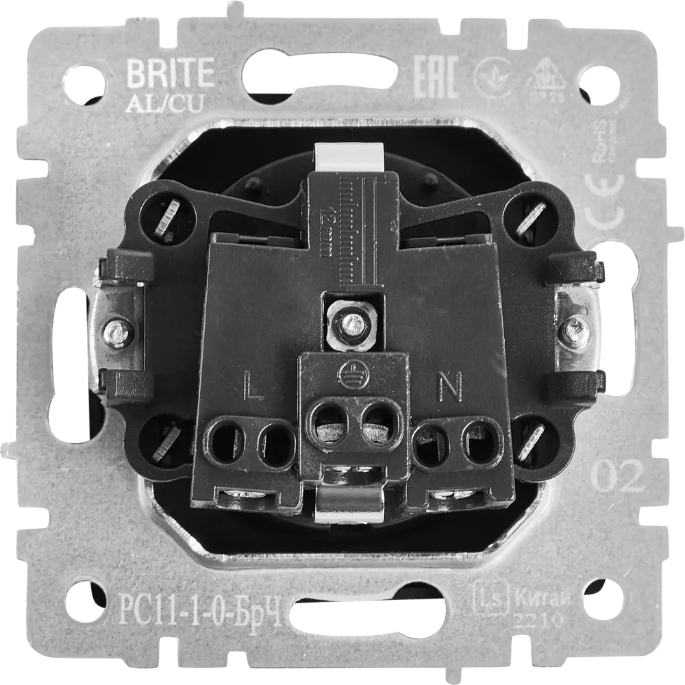 Розетка IEK Brite черная встраиваемая с заземлением 87761555 STLM-1109401 - Вид №3