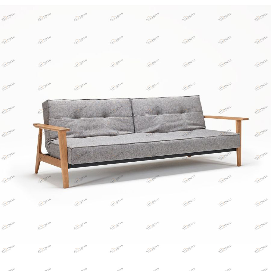 Диван Splitback с подлокотниками Frej, ножками из дуба и черной рамой, серый Innovation Living SPLITBACKS3