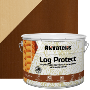 86364504 Антисептик защитно-декоративный Akvateks LOG Protect полуматовый орех 9 л STLM-0068150 АКВАТЕКС