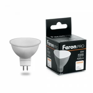 Лампа светодиодная Feron.PRO MR16 G5.3 6W 2700K OSRAM LED LB-1606 38083 FERON  00-3956759 Матовый