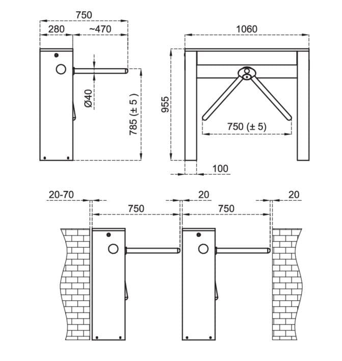 Турникет из нержавеющей стали CAME 700 E N1-S ARCH-00054491 - Вид №2