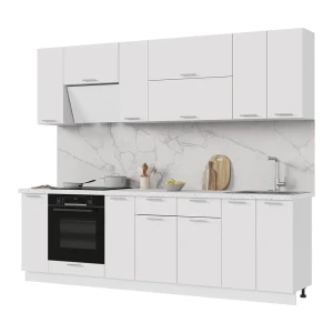91357985 Кухонный гарнитур Стендмебель Ксения 260x217x60 см ЛДСП цвет белый глянец/белый STLM-1415149