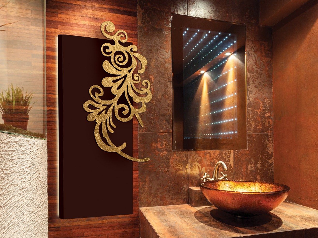 Алюминиевый полотенцесушитель Termo Design двойная пластина-сусальное золото ARCH-00136883 - Вид №9