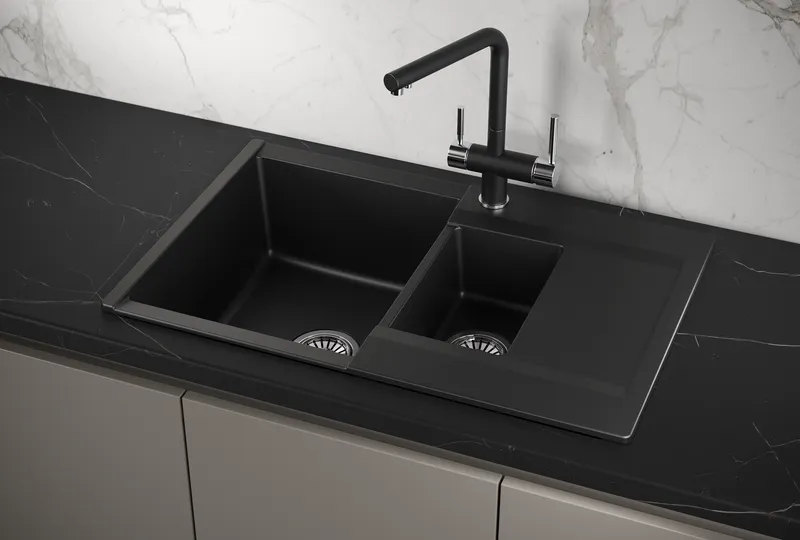 ES-7808, ТУРМАЛИН, кухонная мойка, кварц, ESTETICA GRANULA 7808-ST282 - Вид №1