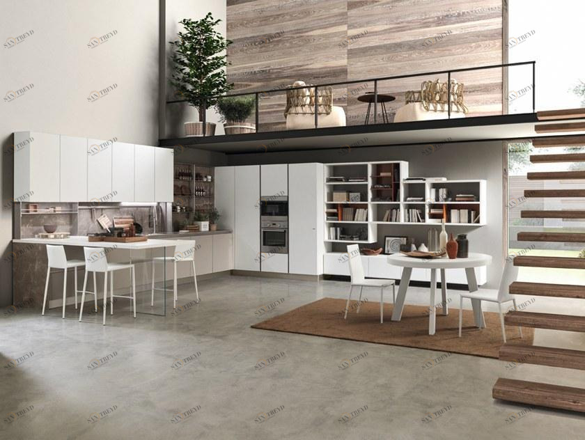 Febal Casa Лаковая оборудованная кухня с полуостровом sun-id-1441764