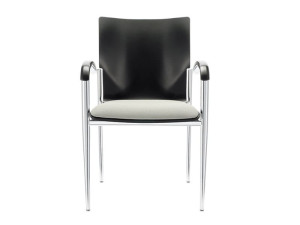 Кожаный штабелируемый стул с подлокотниками