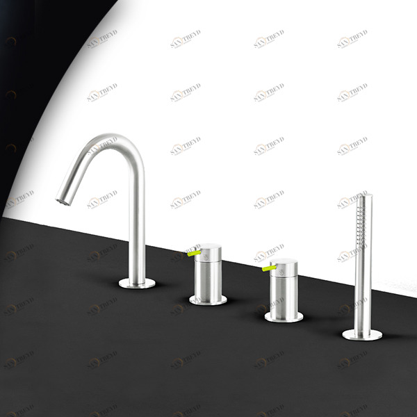 Смеситель для ванны глянцевая сталь с зеленой ручкой Toki Radomonte TKI16LCIL23