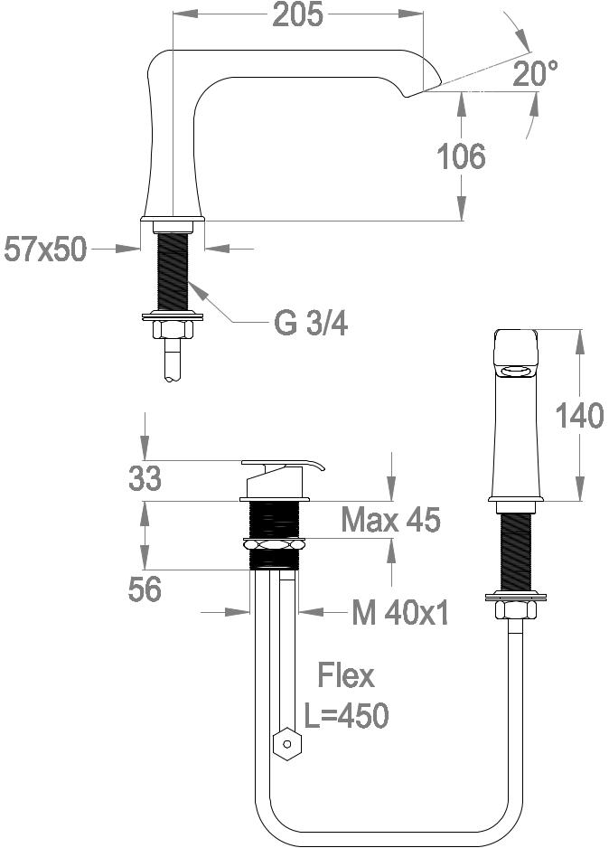Fir Italia Однорычажный комплект для ванны на 2 отверстия Déco 87 8748352 - Вид №1