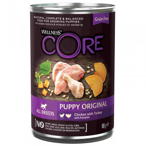 ПР0053616 Корм для щенков Core 95 курица с индейкой и тыквой банка 400г Wellness