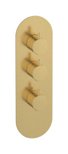 Комплект наружных частей термостата на 2 потребителей - вертикальная овальная панель с ручками Milanotorino WE ARE IB eua212osnmt Brushed Gold Aqua