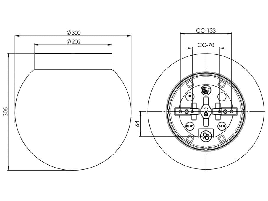 Настенный светильник / потолочный светильник из матового стекла и фарфора Ifö Electric Classic Globe ARCH-00030458 - Вид №2