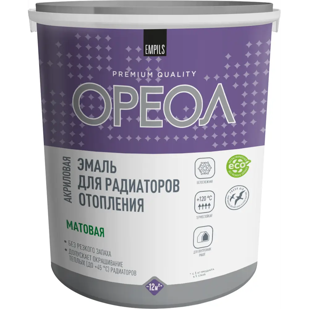 Эмаль алкидная матовая Ореол для радиаторов, белая, 3 кг 89376147 STLM-0856388