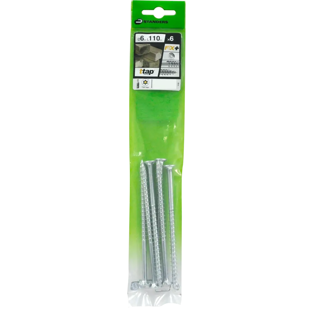 Саморезы для деревянного домостроения STANDERS T-TAP оцинкованные 6x110, 6 штук 82184776 STLM-2062248  - Вид №2