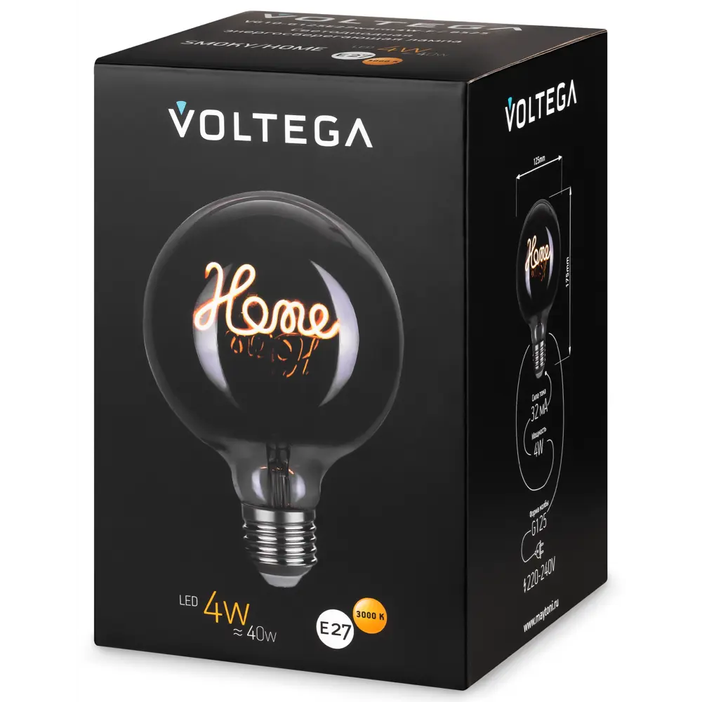 Декоративная филаментная лампа Voltega Home G125 дымчатая 4Вт E27 89345996 STLM-0921336 - Вид №2