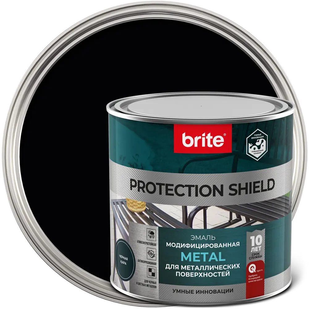 Грунт-эмаль по ржавчине Brite Protect Shield цвет черный 0.75 л STLM-2179315