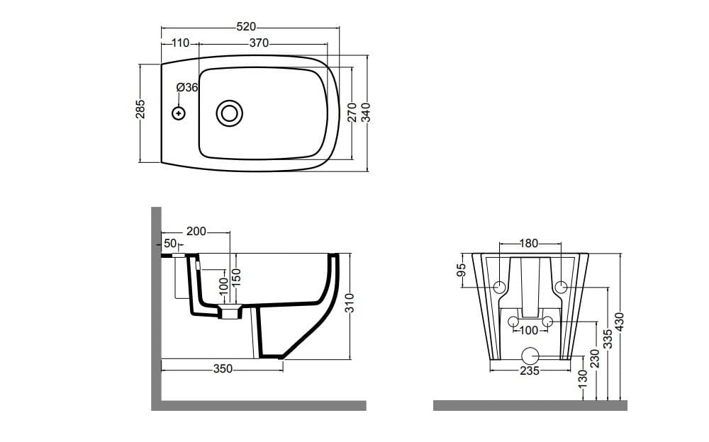 Керамическое подвесное биде с переливом Axa White Jam ARCH-00099903 - Вид №8