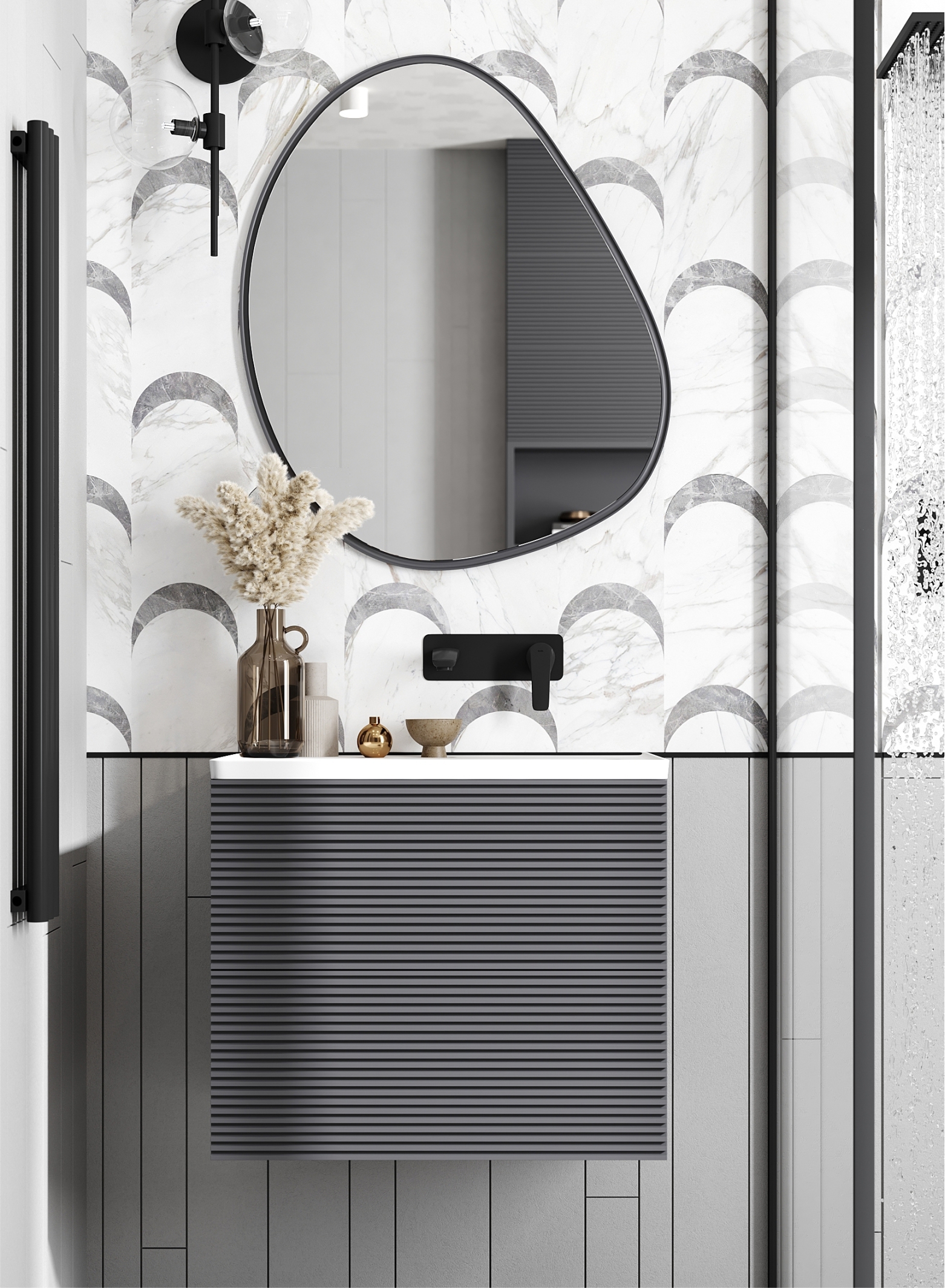 87913022 Зеркало для ванной 60x76 см цвет серый Агат STLM-0076254 Santreyd  - Вид №6