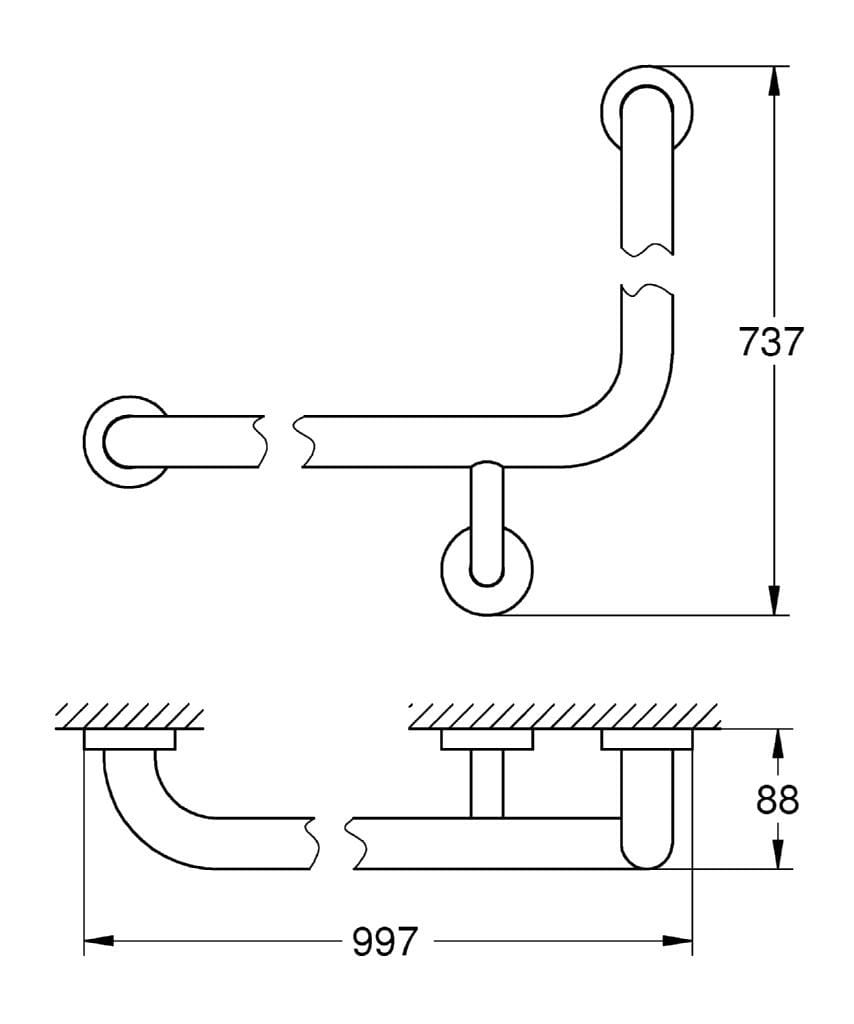 Металлическая фиксированная ручка для ванной комнаты Grohe Essentials ARCH-00123571 - Вид №2
