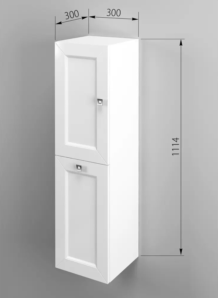 91617144 Шкаф для ванной Regent Style Гранд 1д1корз правый настенный 30x114см цвет белый STLM-0981216