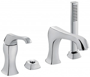 76120CSP Комплект Ares с ручным душем для установки на борт ванны. На 4 отверстия, цвет зачищенный хром