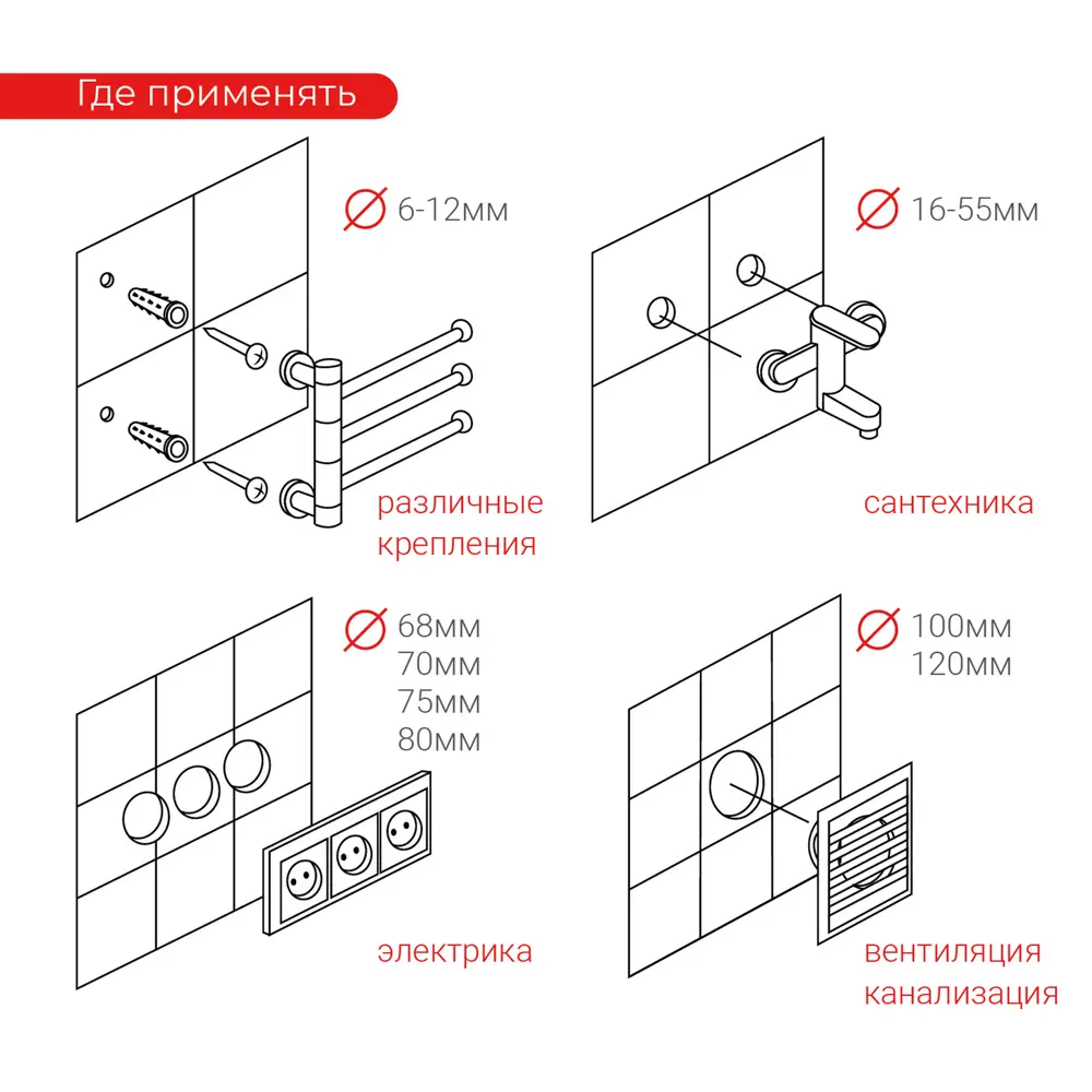 Алмазная коронка VIRA 70 мм для керамогранита и плитки 84721429 STLM-0054029 - Вид №4