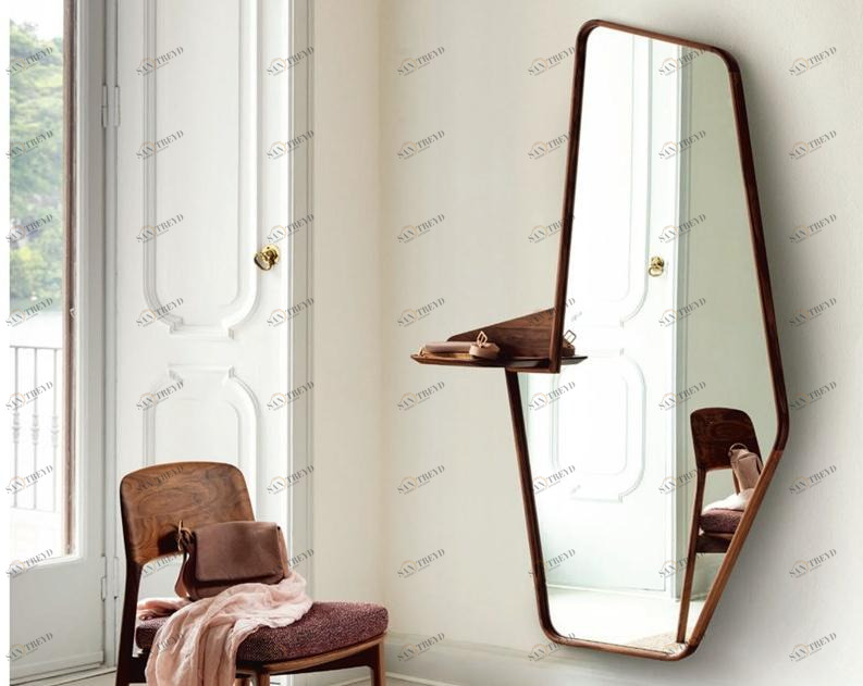 Porada Зеркало с полкой и рамой из ореха Eighteen sun-id-1482695