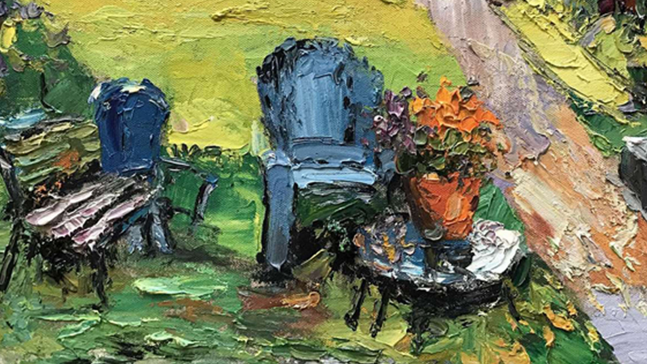 Картина на холсте 100х100 см "Усадьба" EVENHOME КАРТИНЫ МАСЛОМ 129900 Бежевый;голубой;зеленый  - Вид №2