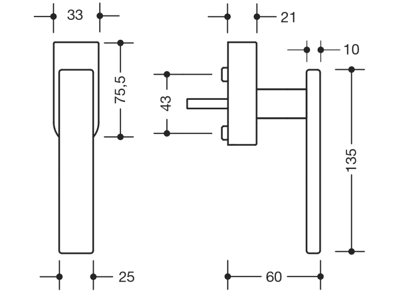 180XAFGA.5 оконная ручка HEWI Serie 180 | Edelstahl  - Вид №3